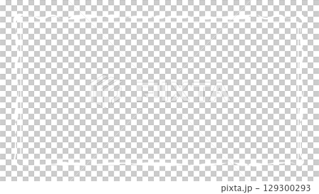ナチュラル手書き風の白色線フレーム枠背景素材イラスト　ベクター　透過png透明 129300293