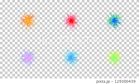 8bitレトロゲーム風カラフル爆発エフェクト素材 8bitレトロゲーム風カラフル爆発エフェクト素材 129300439