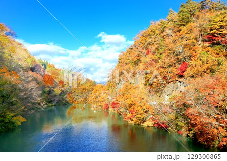 久米路峡の紅葉 129300865