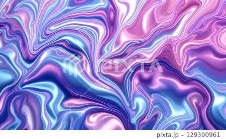 An abstract background of liquid swirls in pink and blue, illustrating a captivating blend of colors and movement 129300961
