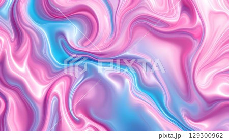 Swirling pink and blue abstract liquid background, showcasing a dynamic interplay of colors in a fluid design 129300962