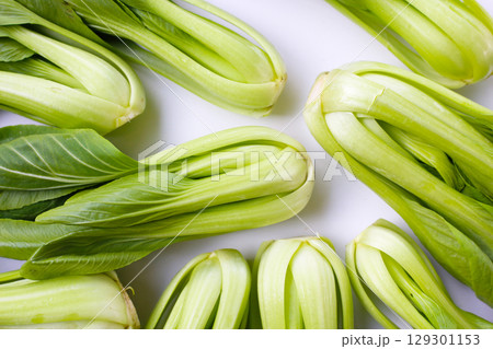 Fresh bok choy on white background. Fresh bok choy on white background. 129301153