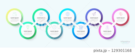 Infographic 9 options design elements for your business data. Vector Illustration. 129301168