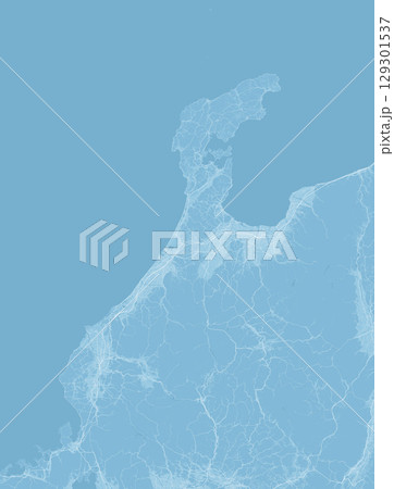 日本の北陸地方の水色の衛星写真風イラスト 日本の北陸地方の水色の衛星写真風イラスト 129301537