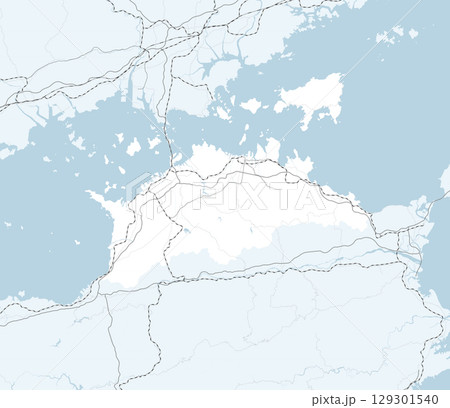 日本の香川県と隣接する都道府県を含む、シンプルなロードマップ 129301540