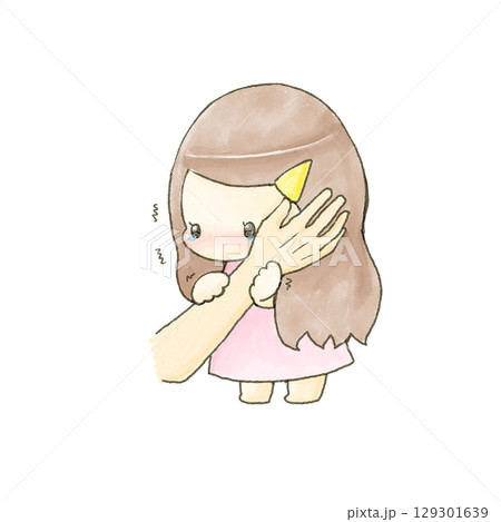 大人の手にすがって泣く女の子のイラスト 大人の手にすがって泣く女の子のイラスト 129301639