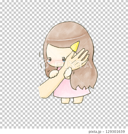 大人の手にすがって泣く女の子のイラスト 大人の手にすがって泣く女の子のイラスト 129301639