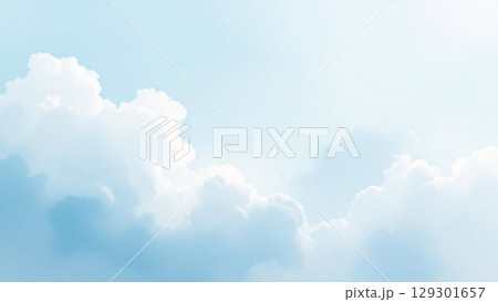 夏の青空に浮かぶ白い雲 129301657