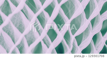 Delicate close-up of a textured material with intricate patterns and soft colors 129301708