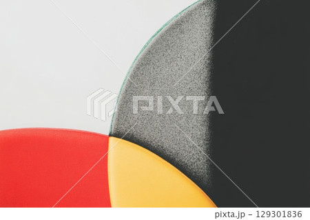 Colorful modern chair design featuring bold geometric shapes and vibrant colors 129301836