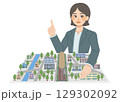住環境を説明をする女性営業のイラスト 129302092