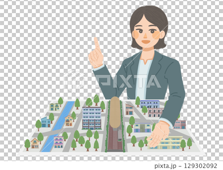 女銷售員解釋生活條件的插圖 女銷售員解釋生活條件的插圖 129302092
