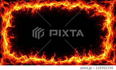 炎の輪が燃える背景素材 129302150