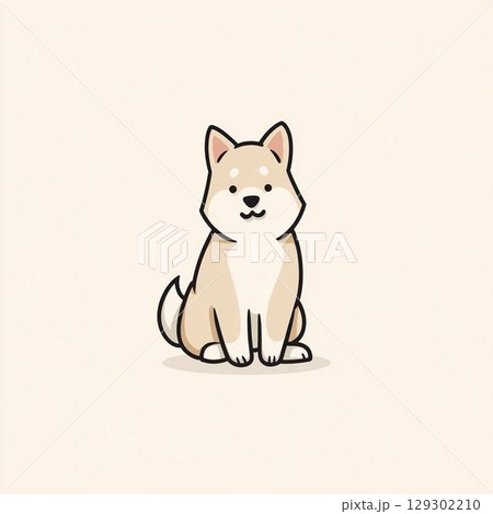 お座りして振り向く柴犬 129302210