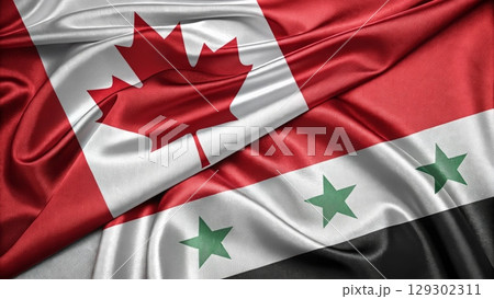 Canada and Syria Flags Merged Together for International Unity Concept 129302311
