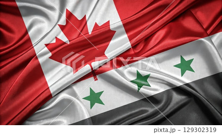Canada and Syria Flags Merged Together for International Unity Concept Canada and Syria Flags Merged Together for International Unity Concept 129302319