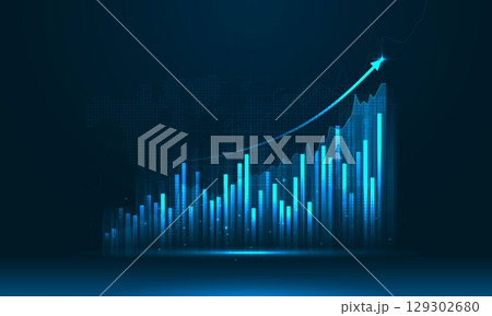 Stock market investment trading graph in graphic concept suitable for financial investment or economic trends business idea. graph growth technology background. vector design. Stock market investment trading graph in graphic concept suitable for financial investment or economic trends business idea. graph growth technology background. vector design. 129302680