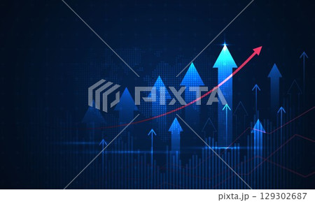 Stock market investment trading graph in graphic concept suitable for financial investment or economic trends business idea. graph growth technology background. vector design. Stock market investment trading graph in graphic concept suitable for financial investment or economic trends business idea. graph growth technology background. vector design. 129302687
