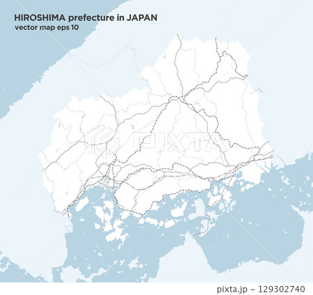 日本の広島県のシンプルなロードマップ 129302740