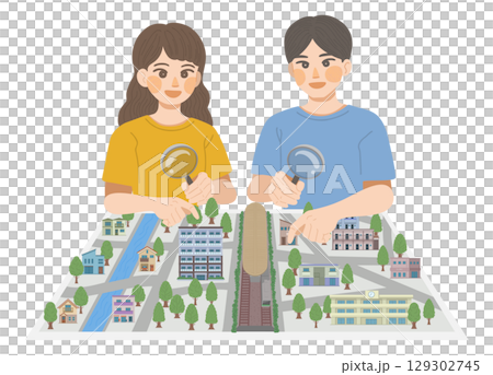 男人和女人檢查他們的生活環境 129302745