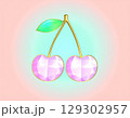 宝石のようにカットされたピンク色に輝くクリスタルチェリーのイラスト 129302957