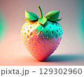 ツヤのある宝石のような質感で輝くカラフルなクリスタルいちごのイラスト 129302960