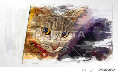 スケッチ風 猫 ネコ ねこ キジトラ グレー 雌 メス 雌ねこ 雌ネコ 元気 かわいい 癒し スケッチ風 猫 ネコ ねこ キジトラ グレー 雌 メス 雌ねこ 雌ネコ 元気 かわいい 癒し 129303052