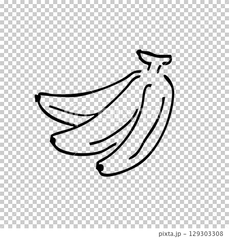 Simple line drawing illustration of a banana Simple line drawing illustration of a banana 129303308