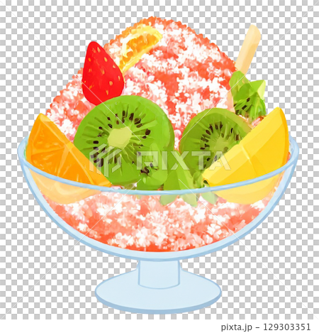 フルーツトッピングのかき氷 フルーツトッピングのかき氷 129303351