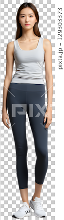 A woman with a model-like figure who looks a little sloppy 129303373