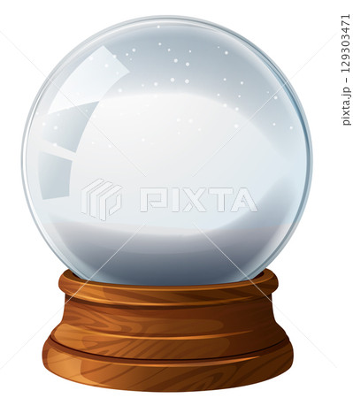 Mystical Crystal Ball on Wooden Base Illustration Mystical Crystal Ball on Wooden Base Illustration 129303471
