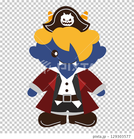 ハロウィンで海賊のコスプレをした青鬼のイラスト ハロウィンで海賊のコスプレをした青鬼のイラスト 129303577
