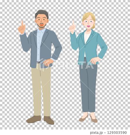 外國男人和女人指著 129303590