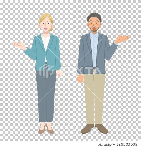 Foreign men and women in suits giving guidance 129303609
