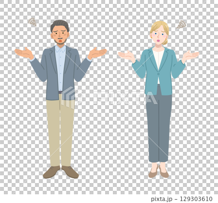 Foreign men and women in suits who are in trouble 129303610