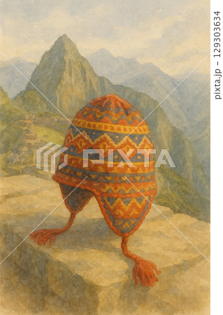 山背景 山の風景 手織り 129303634