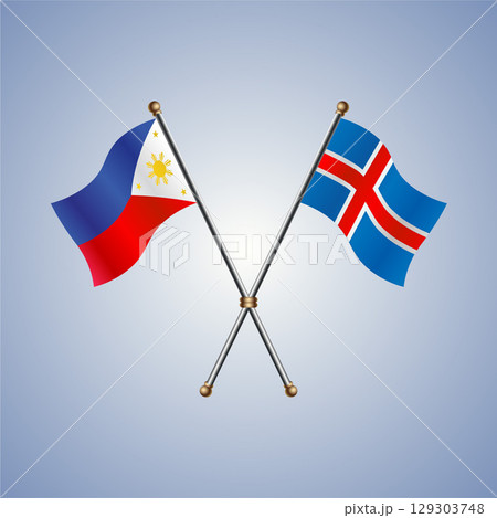 Philippines and Iceland flag. Vector Illustration 129303748