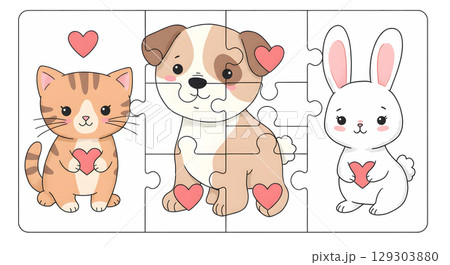 Cute Animal Jigsaw Puzzle for Kids 129303880