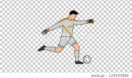 Soccer Goalkeeper Kicking a ball 129303884
