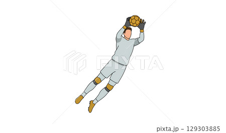 Soccer Goalie Making a Save 129303885