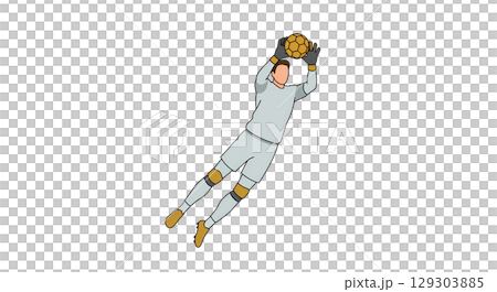 Soccer Goalie Making a Save 129303885