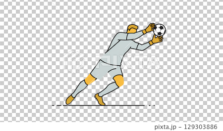 Soccer Goalkeeper Making a Save Action 129303886