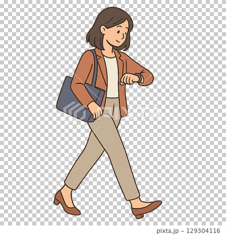 スマートウォッチを確認する女性 129304116