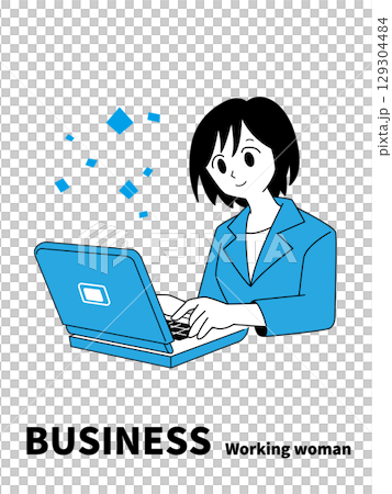 A woman in a suit working on a laptop A woman in a suit working on a laptop 129304484