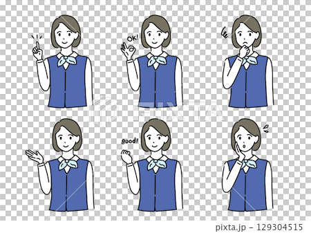 穿著制服的女性動作變化 129304515