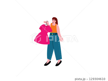 服を選ぶ女性 129304610