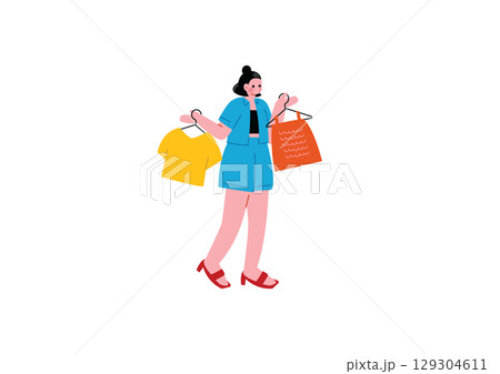 服を選ぶ女性 129304611