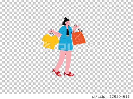 服を選ぶ女性 129304611
