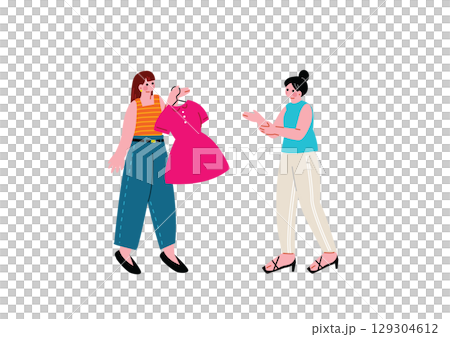 店員和女顧客 129304612