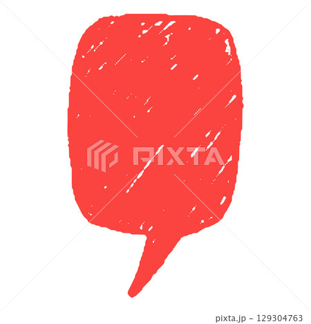 Speech bubble red silhouette, vector cartoon crayon communication chat vertical frame, text box stamp chalk texture 129304763